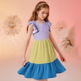 thumbnail image 6 of AINIYS Girls Color Block Short Sleeve A-Line Dress With Crew Neck And Hidden Back Zipper Flowy Skirt For Casual Daily And Spring Outing Yellow 11 Years, 6 of 8