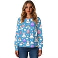 thumbnail image 4 of Fabrcox S-5XL Bunny Rabbit Womens Scrub Jacket Long Sleeve Snap Front Easter Animals Pattern Women Nurse Uniform with Pocket, 4 of 5