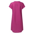 thumbnail image 5 of YAYUBA Black Dresses for Womens Fashion Dress Solid Color Short Sleeve V Neck Mid Length Dress Beach Vacation Clothes for Women, 5 of 5
