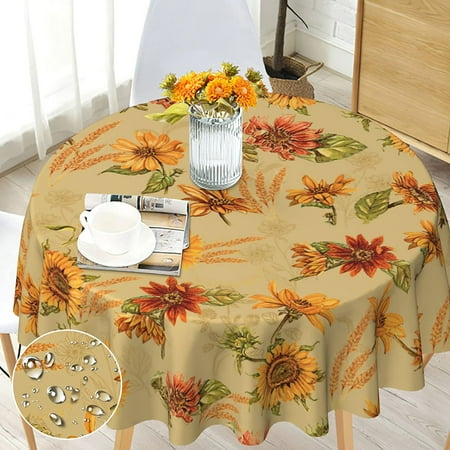

Round Tablecloth 60 inch Floral Round Table Cloth Stain Resistance Water Repellent and Wrinkle-Free Fall Flower Circle Table Cover for Home Kitchen Dining Party Patio Indoor and Outdoor Use
