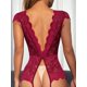 thumbnail image 2 of Body de lencería de encaje floral para mujer con ribete festoneado de una pieza Rojo vino Chica Rojo vino Chica Xishao ropa, 2 of 2