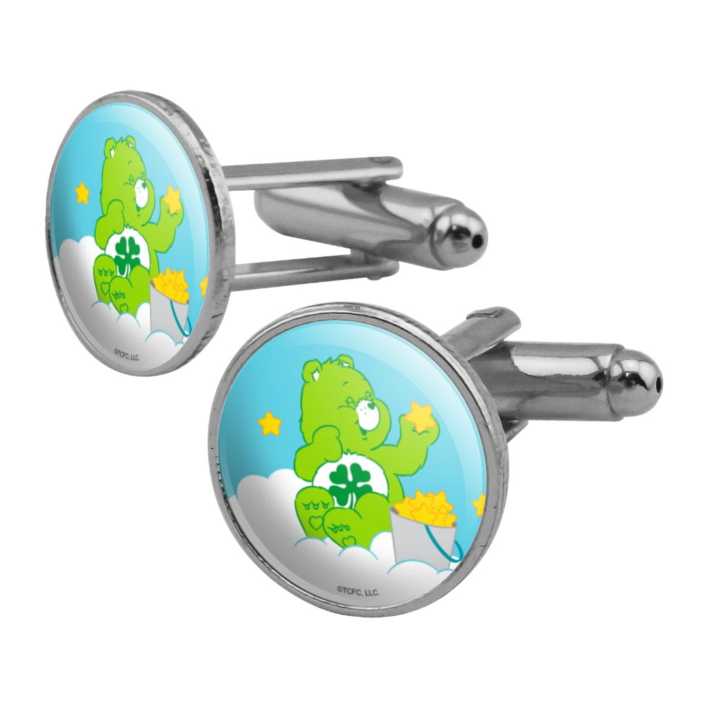 Care Bears Good Luck Bear Round Cufflink Set Silver Color
