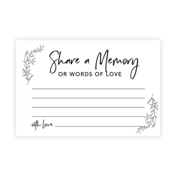 Koyal Wholesale Share a Memory Cards, Line Design Leaves Cards for Wedding, Life Memories, 4" x 6", 52-Pk