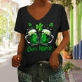 thumbnail image 2 of lcziwo Irish Shirts for Women 2025 Summer Short Sleeve T Shirt Cute Wine Glass Graphic Tees Loose Fit U Neck Blouses St. Patrick's Day Vacation Tops Black XL Sale of The Day, 2 of 5