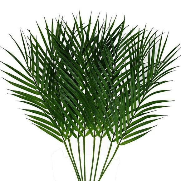 8 Pcs Artificial Areca Palm Leaves Stems Greenery Tropical Palm Tree Leaves Plants Faux Leaves for Palm Sunday Floral Arrangement Hawaiian Luau Jungle Beach Wedding Party