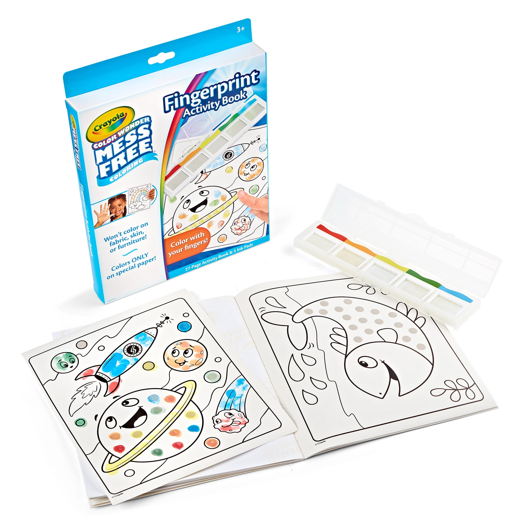 Crayola Color Wonder Mess Free Fingerprint Activity Book, 27 Pgs, Toddler Art Supplies, Coloring Book, Travel Activity, Gift, Ages 3+