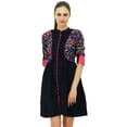 thumbnail image 1 of Bimba Rayon Ladies Elegant Mini Dress 3/4th Sleeve Boho Chic Trendy Mini Dress, 1 of 9