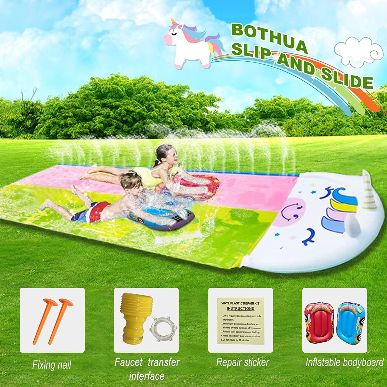 Terra Durable Slip n Slides with 2 Body board for Kids and Adults Loved