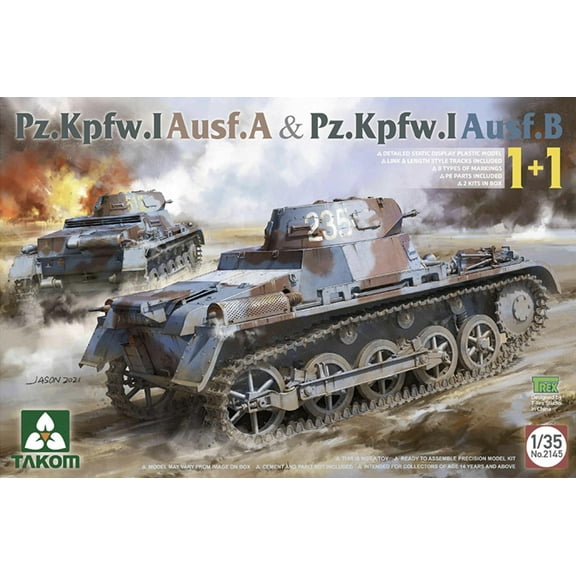TAKOM 2145 1/35 Scale Pz.Kpfw.I Ausf.A & Pz.Kpfw.I Ausf.B 1 1  Assembly Model Kit