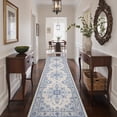 thumbnail image 3 of DEORAB 2.5x10 Runner Rugs Floral Medallion Print Pattern Dusty Blue Low Pile Lightweight Machine Washable Non Slip Rug for Hallway, Laundry Room, Bedroom, Bathroom, Entryway, 3 of 11