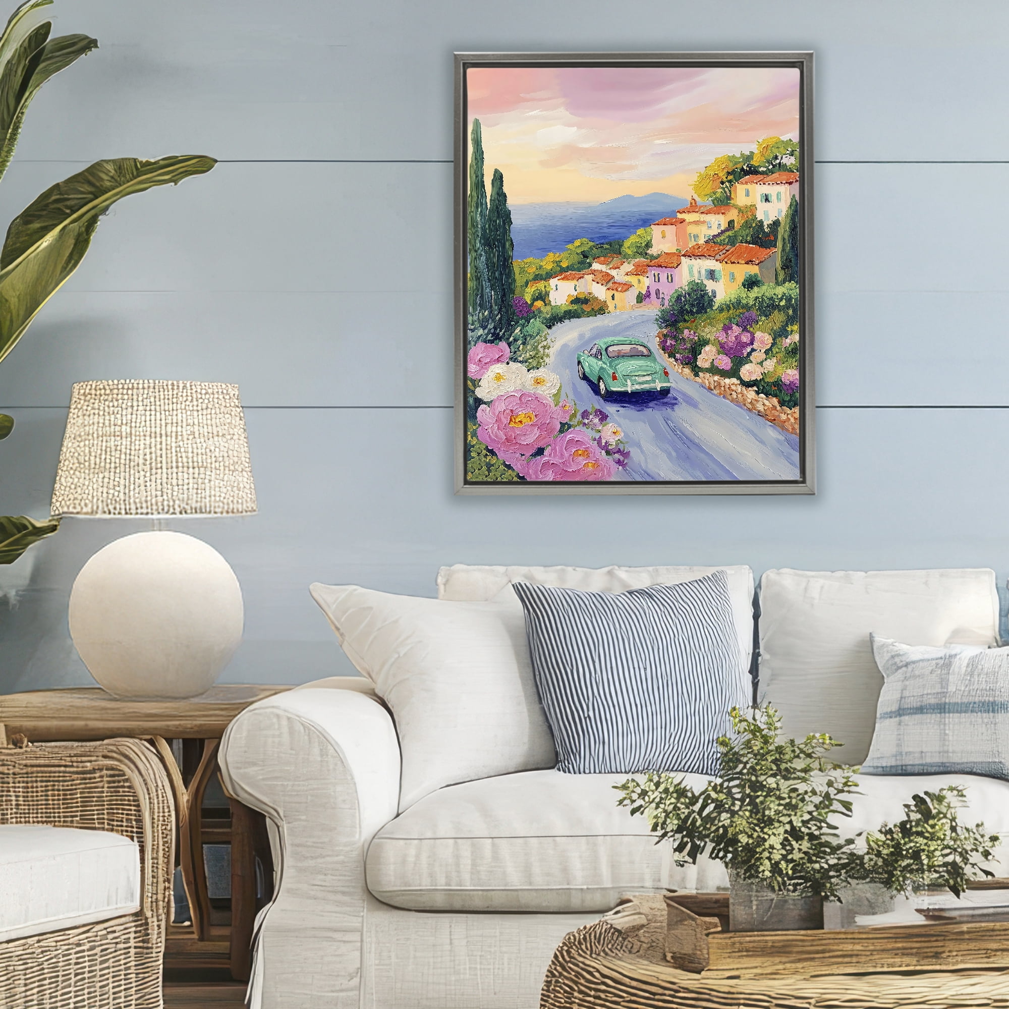 Stupell Industries Driving Along The Coast Gray Framed Floater Canvas Wall Art, design by The Prints Vibe