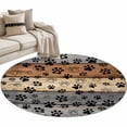 thumbnail image 2 of Round Area Rug 4 Ft, Haze Blue Brown Washable Non-Slip Circle Carpet for Living Room/Bedroom, Rustic Farmhouse Dog Paw Vintage Low-Profile Crawling Mats Collection Rugs for Indoor, 2 of 7