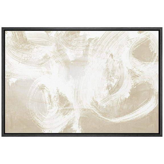 wall26 Framed Canvas Print Wall Art Pastel Minimal Grunge Brown White Paint Collage Abstract Shapes Illustrations Modern Art Decorative Contemporary for Living Room, Bedroom, Office - 24x36 Black