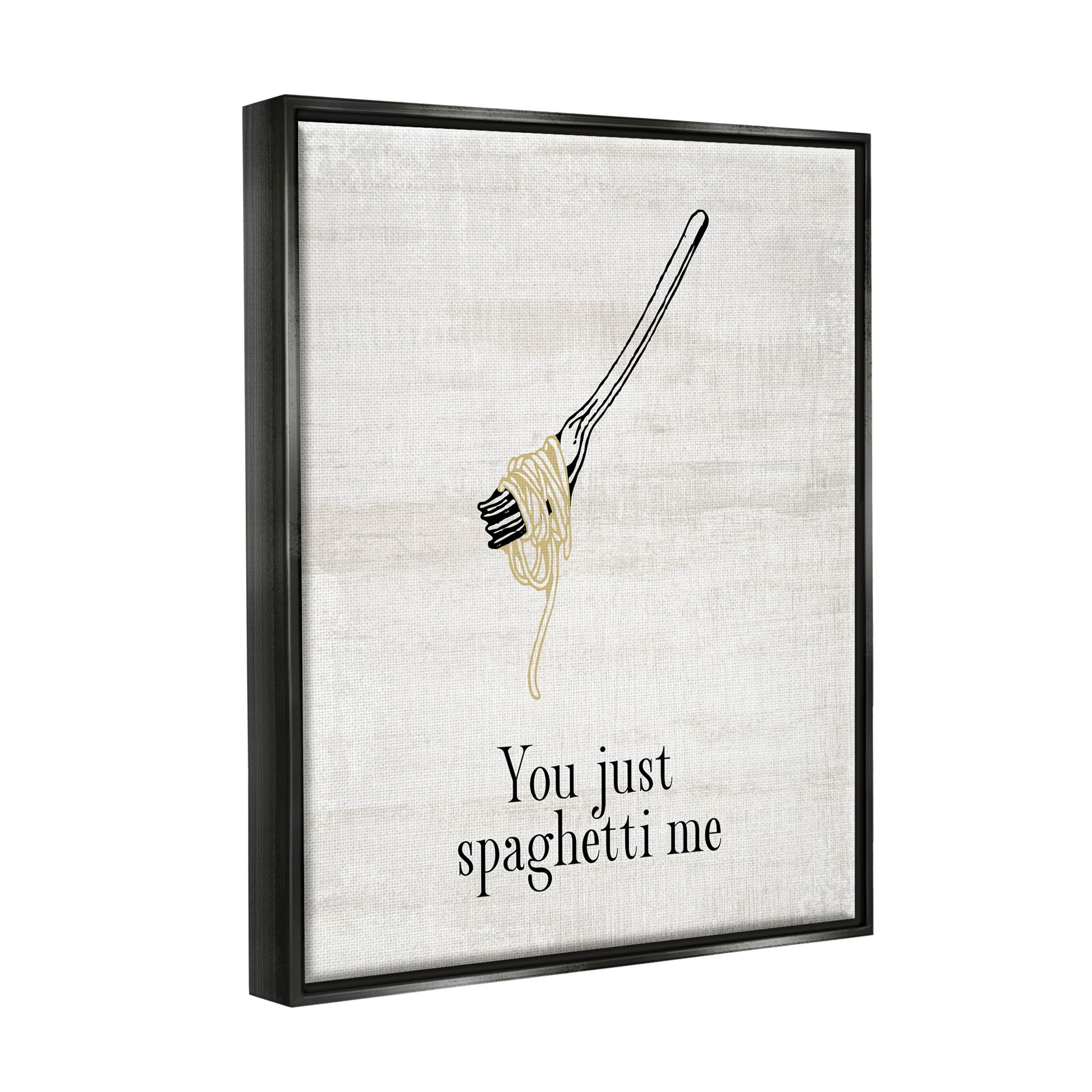 Stupell Industries You Just Spaghetti Me Phrase Graphic Art Jet Black Floating Framed Canvas Print Wall Art, Design by Lil' Rue
