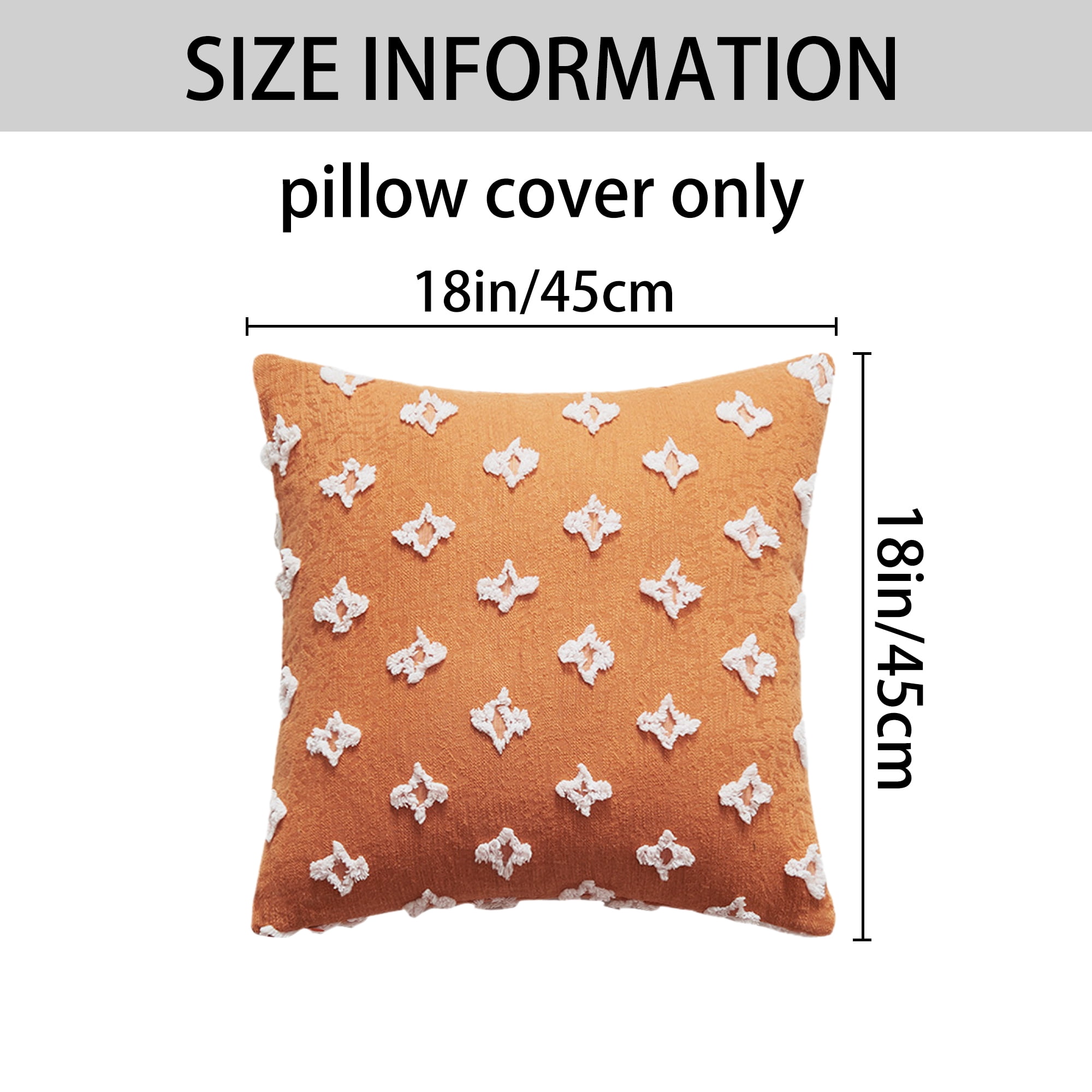 Unique Bargains 2 Pcs Jacquard Decoration Throw Pillow Cover Orange 18" x 18"