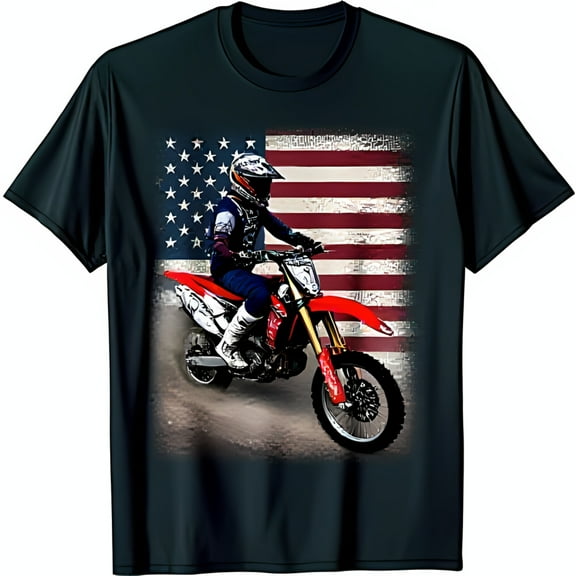 Men's Black T-Shirt with & Dirt Bike Rider Graphic