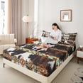 thumbnail image 4 of Castle Fairy Cow Print 3Pcs Twin Sheet Sets for Teens Women Men,Bohemian Aztec Twin Fitted Sheet,Exotic Style Breathable Flat Sheet,Super Cozy Room Decor, 4 of 7