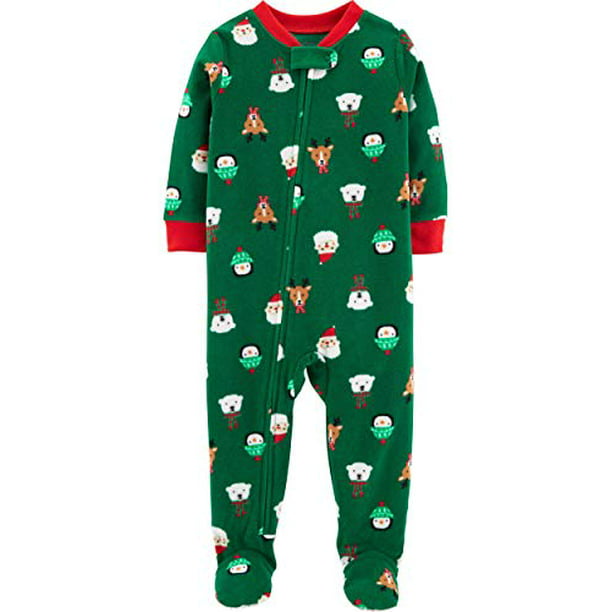 Carter's Baby Boys' 1Piece Baby Christmas Fleece Pajamas (18 Months), Green