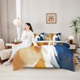 thumbnail image 4 of Castle Fairy Abstract Brushstroke Bedding Comforter Set 7 Pieces for Adults, Watercolor Print Full Bedding Set for Bedroom, Orange Blue, 4 of 7