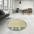 thumbnail image 3 of Ahgly Company Indoor Round Abstract Brown Gold Oriental Area Rugs, 4' Round, 3 of 6