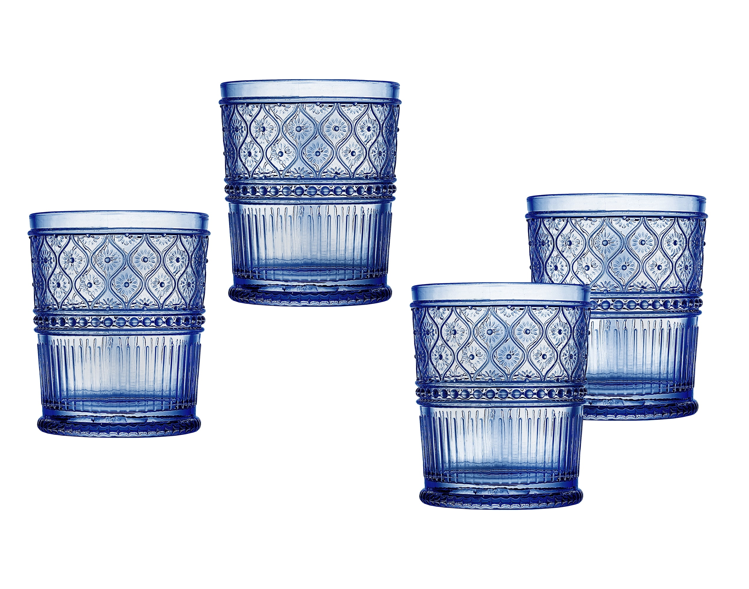 Claro Blue Double Old Fashion Glassware Set of 4