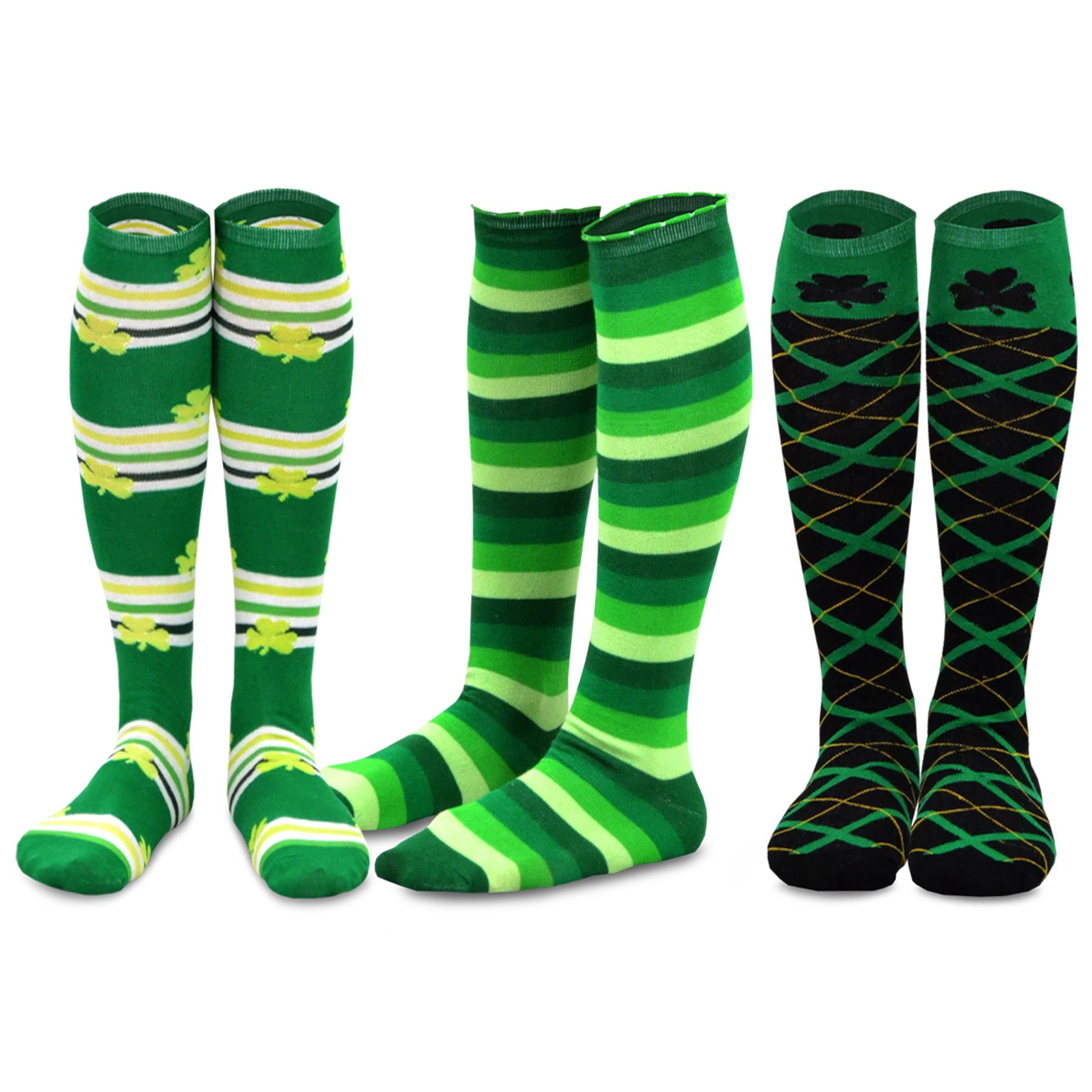 TeeHee Women's St. Patricks Day Cotton Knee High Socks 3-Pack (Irish 
