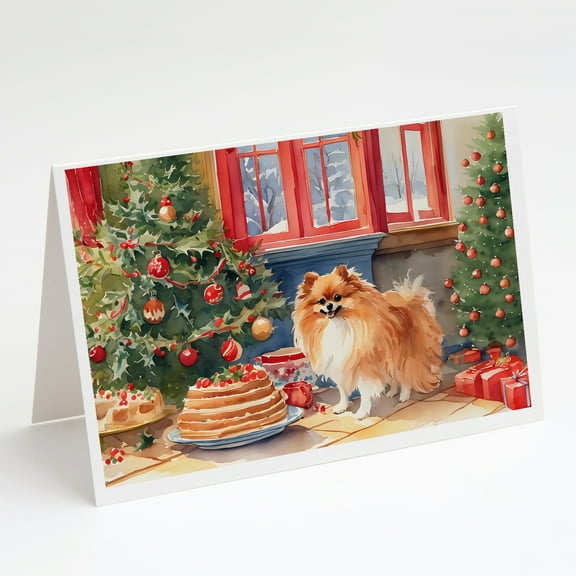 Pomeranian Christmas Cookies Greeting Cards Pack of 8 7 in x 5 in