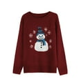 thumbnail image 3 of Christmas Sweaters for Women Cute Snowman Printed Ugly Christmas Sweater Knit Warm Red Pullover Sweater, 3 of 8
