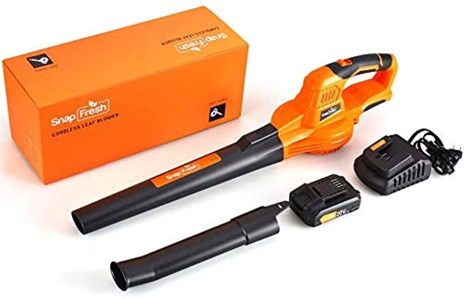 SnapFresh 20V Cordless Leaf Blower 130MPH 140CFM Lightweight w/2.0Ah Battery & Charger (Orange)