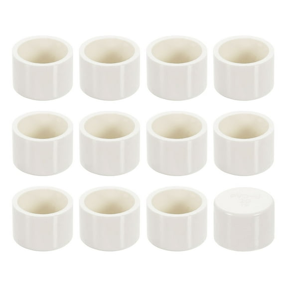 12Pack Pipe End Cap Fitting, 0.8" Furniture Grade Pipe End Cap Plug Adapter Pipe Plug Socket Fittings for Sewer Drain Pipe Connections, Garden DIY, White