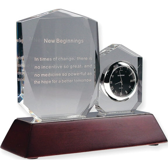 Fashion New Beginnings Crystal Inspirational Desk Clock (6.69 X 5.59) Made In China gl3813