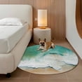 thumbnail image 5 of Area Rug 48in, Summer Ocean Beach Seaside Floor Carpet Living Room Rug, Sea Wave Ombre Seashore Non-Slip Welcome Mat Indoor Rugs for Bedroom Dining Room, 5 of 9
