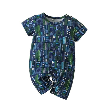 

Booker Boys Girls Short Sleeve Prints Pullover Romper Jumpsuit Clothes