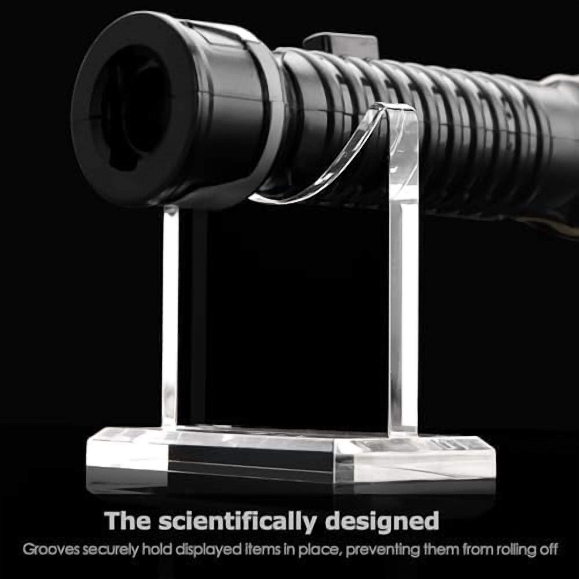 RibRave Acrylic Weapon Lightsaber Display Holder,Clear Desk Adjustable Wand Stand for Most Samurai Sword Tanto Rapier Light Saber Katana Wakizashi Genji Rack Horizontal Exhibition (2PCS)