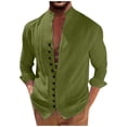 thumbnail image 1 of New Men's Retro Cotton Linen Casual Loose Fitting Long Sleeved Shirt M, 1 of 5