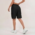 thumbnail image 5 of Mohiass Bermuda Cargo Shorts for Women Knee Length Elastic Waist Long Shorts Summer Baggy Waterproof Hiking Short with Pocket Black XL, 5 of 6