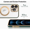 thumbnail image 3 of Magnetic for iPhone 12 Pro Case Built-in Camera Lens Cover [Compatible with Magsafe] Plating Soft Anti-Scratch Shockproof Transparent Back Cover 6.1 Inch - Clear Dark Green, 3 of 14