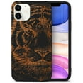 thumbnail image 1 of Case Yard Wooden Case for iPhone-12-Mini Soft TPU Silicone cover Slim Fit Shockproof Wood Protective Phone Cover for Girls Boys Men and Women Supports Wireless Charging Tiger Sketch Design, 1 of 7