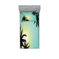 thumbnail image 2 of Modern Bedding Set with Sheet & Covers, Hawaiian Miami Beach Island Palm Trees Sun Like Clear Skies Art Print Image, Printed Bedroom Decor 2 Shams, 4 Sizes, Seafoam Black, by Ambesonne, 2 of 3