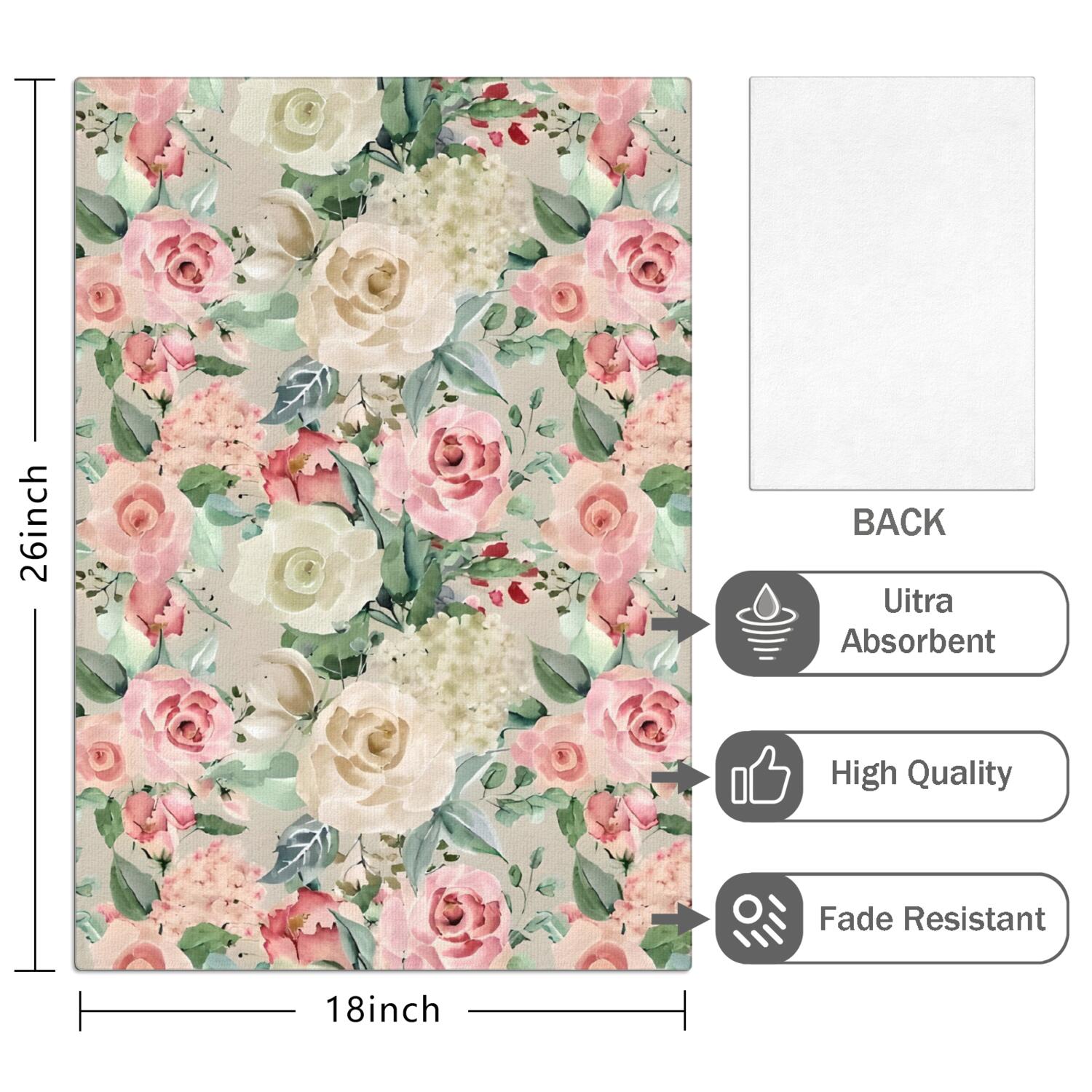 6 Pcs Funny Kitchen Towels,Pioneer Flower Floral Print Pattern Microfiber Dish Towels,Kitchen Tea Towels,Kitchen Towel Set (18" X 26")