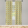 thumbnail image 3 of Ambesonne Geometric Curtains, Abstract Shapes Mix, Pair of 28"x84", Orange Green Pale Blue, 3 of 5