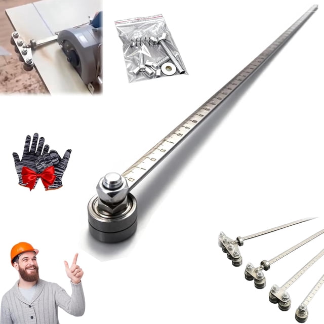 Positioning Calipers for Precise Measurements & Easy Wood Cutting, Stainless Steel Precision Cutting Guide for Circular Saws, Adjustable Guide Rail for Carpentry and Furniture Making (Single Bearing)