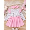 thumbnail image 3 of Gupgi 1-3Y Toddler Girls Autumn A-line Dress Long Sleeve Bunny Print Ruffle Decor Dress with Headband, 3 of 9