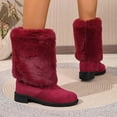 thumbnail image 3 of SACFOF Fur Boot for Women Comfortable Fuzzy Knee High Boots Round Toe Warm Snow Boots Fashion Winter Boots Y2K, 3 of 6