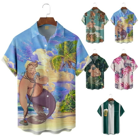 

Men s Women s Crewneck Button Down Shirts Tropical Holiday Bowling Shirts for Boys 5-14 Years