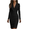 thumbnail image 2 of ClodeEU Women's Sexy Blazer Collar Bodycon Dress,Slim Pencil Skirt Dress ,Work Dresses Business Outfits Black,Womens Plus M, 2 of 6