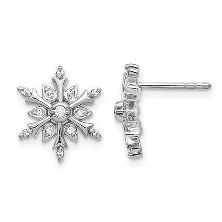 Diamond Snowflake Earrings in 10K White Gold (1/8 cttw) (Color-H