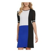 DKNY Women's Colorblock Above Knee T-Shirt Dress Black Combo Size Medium