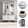 thumbnail image 5 of Hall Tree with Bench and Shoe Storage, 3 in 1 Entryway Bench with Coat Rack, Mudroom Bench with Storage and 4 Double Hooks, Entryway Furniture for Hallway (White, 40.2" L x 17.7" W x 65" H), 5 of 9