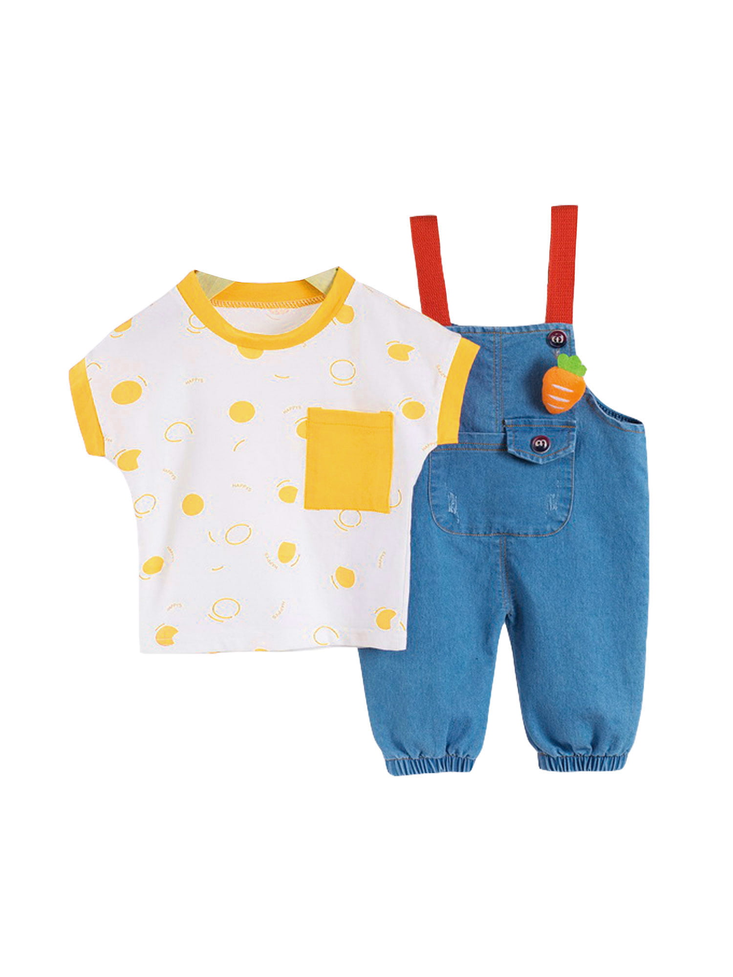 Baby Boys Clothes Set Toddler Kid Newborn Cartoon Short Sleeve T-Shirt Tops+Suspenders Rompers Overalls 2Pcs Summer Outfits 